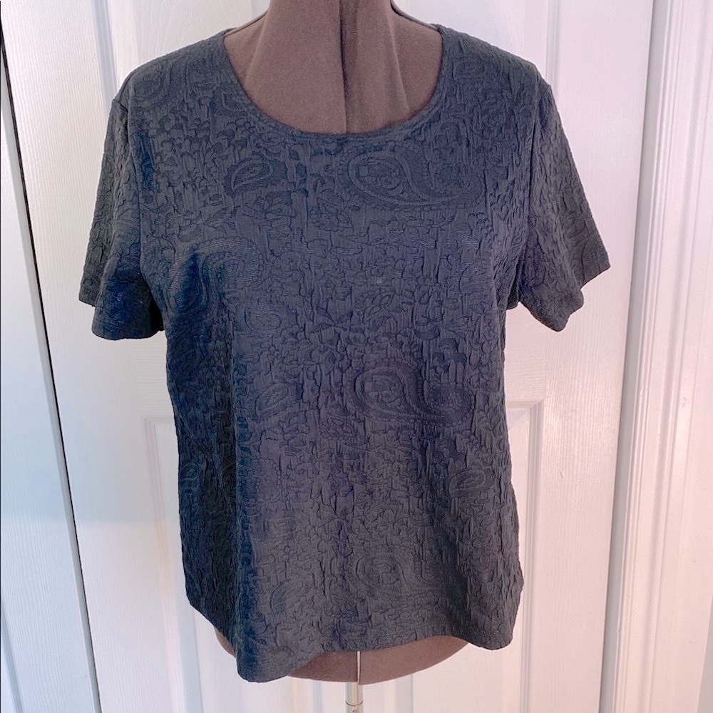 2 for $25 - Tradition MADE IN CANADA Textured Black Boxy Relaxed Top, XL